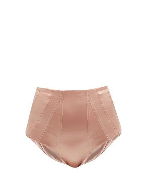 Ladies Beachwear Isa Boulder - Course High-rise Panelled Metallic Bikini Briefs - Womens - Bronze