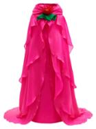 Matchesfashion.com Richard Quinn - Rose-corsage Tiered Cape-back Silk-chiffon Gown - Womens - Pink
