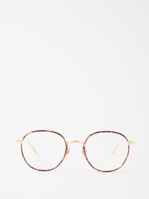 Linda Farrow - Jules Round Titanium Glasses - Womens - Gold Brown