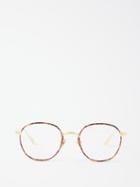 Linda Farrow - Jules Round Titanium Glasses - Womens - Gold Brown