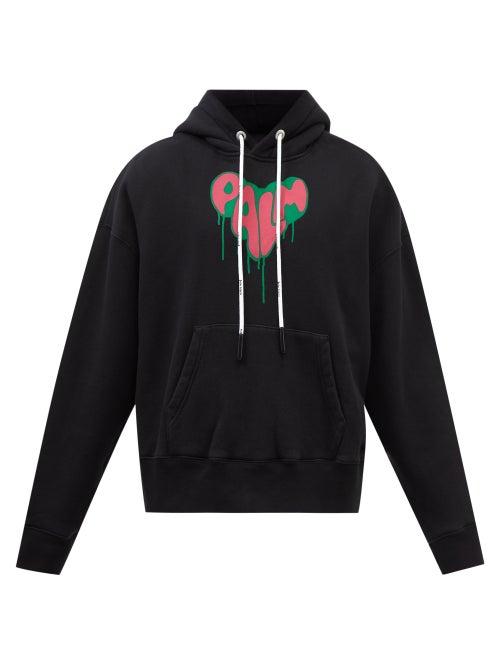 Palm Angels - Logo-print Cotton-jersey Hooded Sweatshirt - Mens - Black