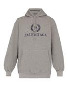 Matchesfashion.com Balenciaga - Crest Logo Cotton Jersey Hooded Sweatshirt - Mens - Grey Multi
