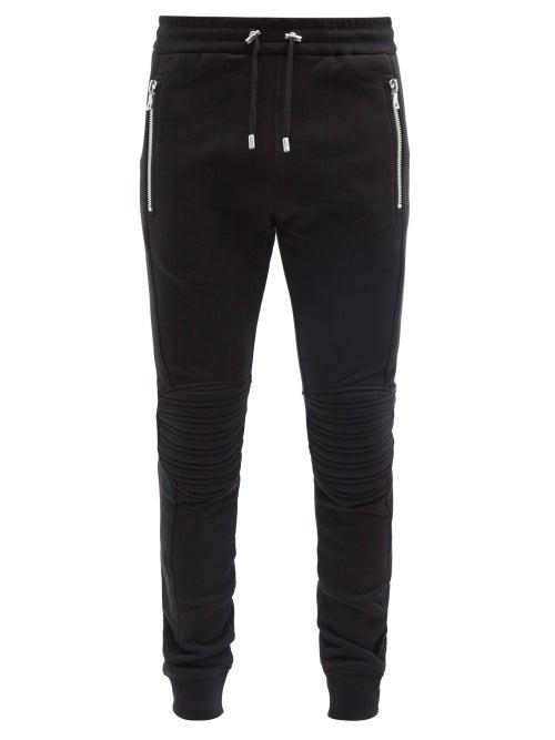 Mens Rtw Balmain - Logo-embossed Cotton-jersey Sweatpants - Mens - Black
