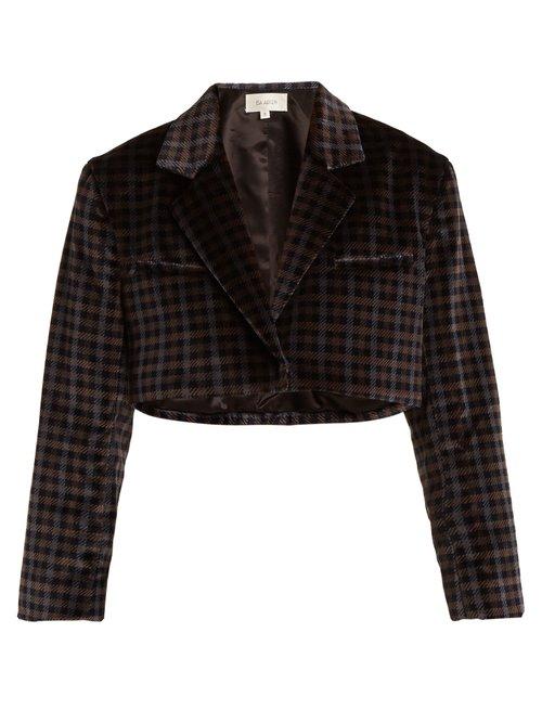 Matchesfashion.com Isa Arfen - Tartan Checked Cotton Velvet Cropped Jacket - Womens - Grey Multi