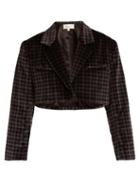 Matchesfashion.com Isa Arfen - Tartan Checked Cotton Velvet Cropped Jacket - Womens - Grey Multi
