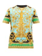 Matchesfashion.com Versace - Baroque Print Cotton T Shirt - Mens - Green Multi