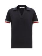 Falke - V-neck Silk-blend Piqu Polo Shirt - Womens - Navy Red