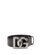 Dolce & Gabbana - Dg-buckle Grained-leather Belt - Mens - Black