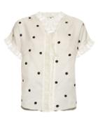 Jupe By Jackie Polka-dot Embroidered Silk-organza Blouse