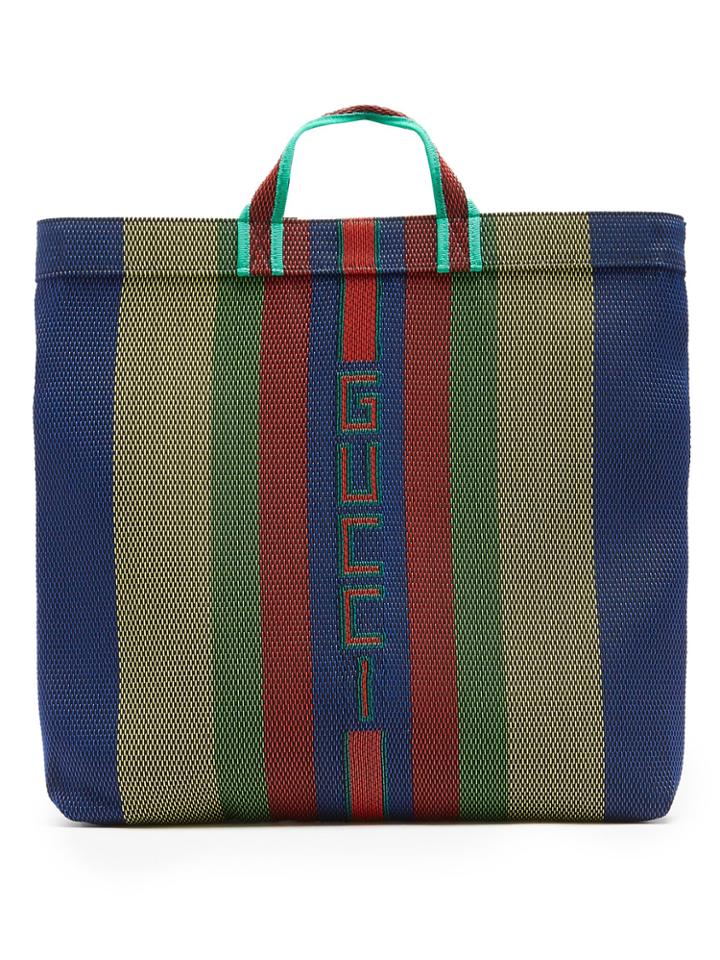 Gucci Stripe Woven Logo Tote