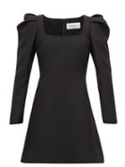 Matchesfashion.com Valentino - Exaggerated-shoulder Wool-blend Crepe Dress - Womens - Black