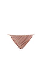 Matchesfashion.com Isa Boulder - Idris Ruched Satin Bikini Briefs - Womens - Light Brown