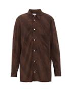 Matchesfashion.com Lemaire - Exaggerated Collar Striped Twill Shirt - Mens - Brown Multi