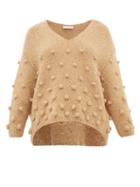 Matchesfashion.com Vika Gazinskaya - Pom Pom Appliqu Sweater - Womens - Camel