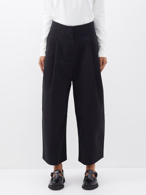 Studio Nicholson - Dordoni Pleated Cotton-twill Trousers - Womens - Black