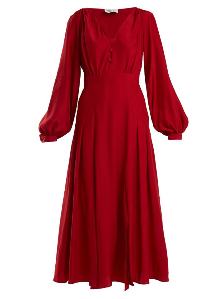 Raquel Diniz Dalia Button-front Silk Tea Dress
