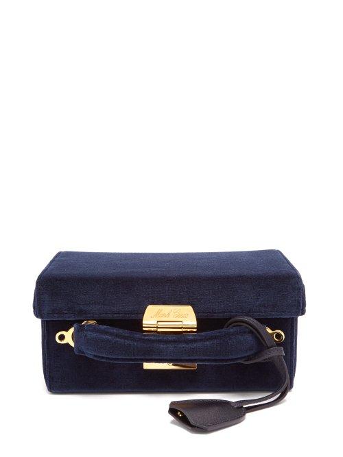 Matchesfashion.com Mark Cross - Grace Small Velvet Cross Body Bag - Womens - Navy