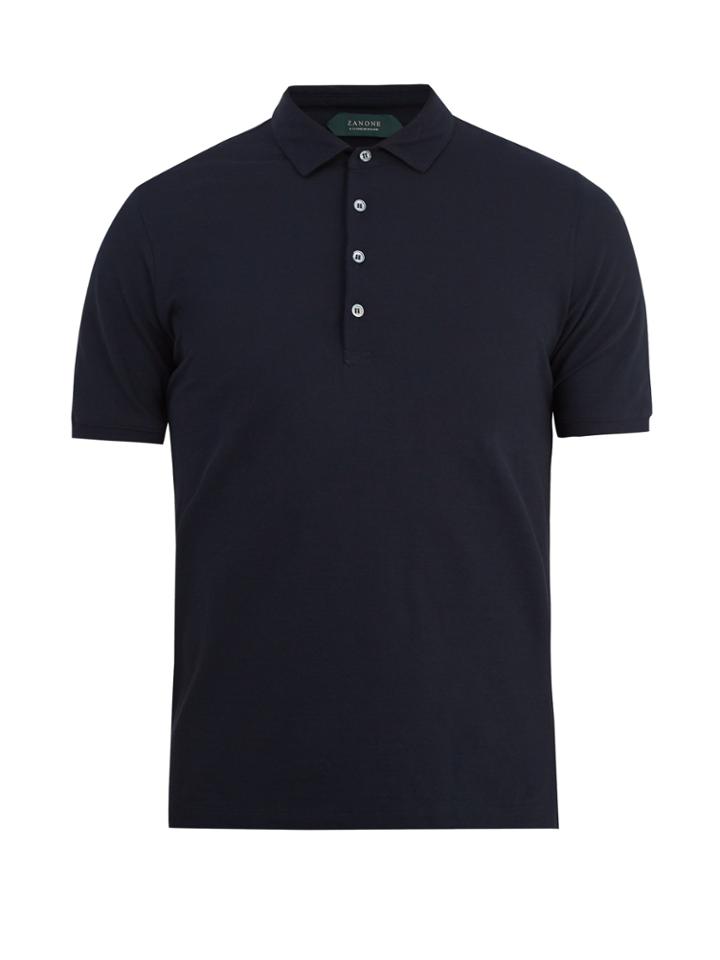 Zanone Short-sleeved Fine-knit Cotton Polo Shirt