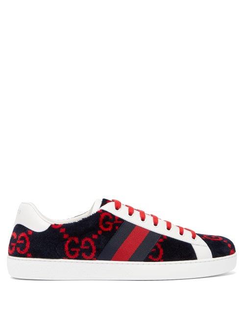 Matchesfashion.com Gucci - Ace Gg Diamond Towelling Low Top Trainers - Mens - Navy Multi