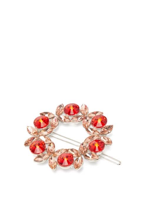 Matchesfashion.com Shrimps - Rhea Crystal Embellished Hair Clip - Womens - Pink