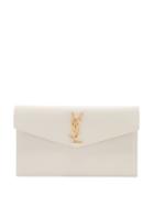 Saint Laurent - Uptown Ysl-plaque Leather Clutch Bag - Womens - White