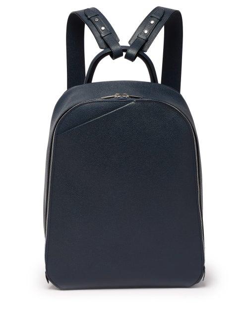 Matchesfashion.com Valextra - My Logo Grained Leather Backpack - Mens - Navy