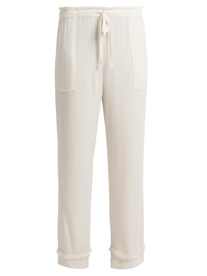 Raquel Allegra Frayed-edge Straight-leg Crepe Trousers