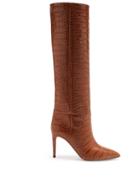 Matchesfashion.com Paris Texas - Crocodile-effect Leather Knee-high Boots - Womens - Brown