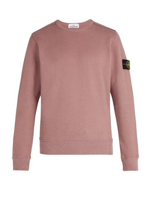 Matchesfashion.com Stone Island - Logo Patch Cotton Jersey Sweatshirt - Mens - Light Pink