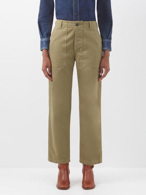 Fortela - Jerry Garment-dyed Cotton-gabardine Trousers - Womens - Green