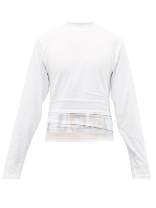 Matchesfashion.com Bianca Saunders - Ruched Long Sleeved Cotton Blend T Shirt - Mens - White