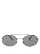 Miu Miu Oval-shaped Rimless Sunglasses