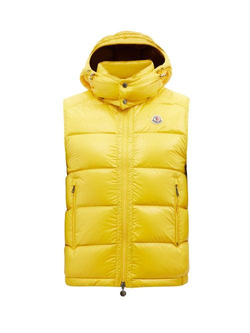 Moncler - Bormes Hooded Quilted Down Gilet - Mens - Yellow