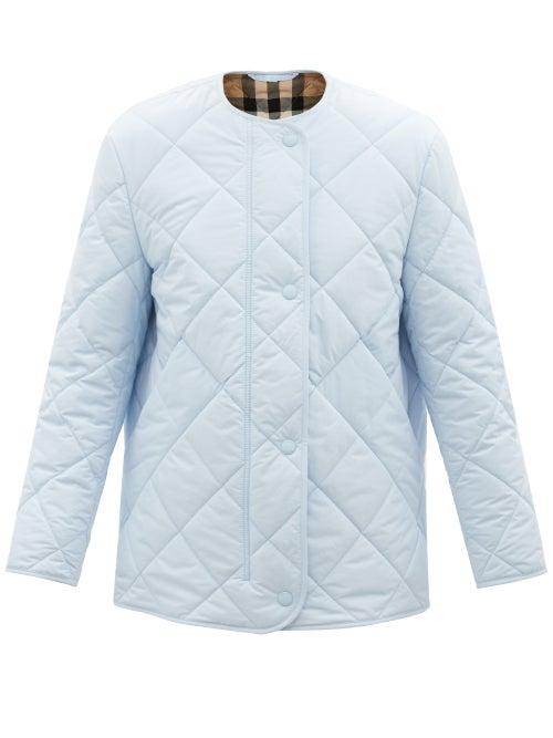 Burberry - Diamond-quilted Technical Coat - Womens - Blue