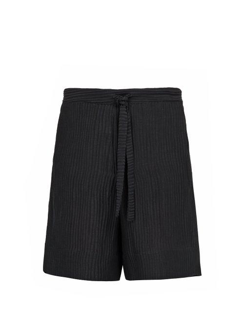 Matchesfashion.com Hecho - Ribbed Silk And Linen Blend Shorts - Mens - Black