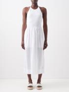Three Graces London - Soleil Cutout Shirred-cotton Midi Dress - Womens - White