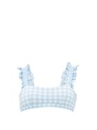 Matchesfashion.com Ephemera - Ruffle Gingham Bikini Top - Womens - Blue Print