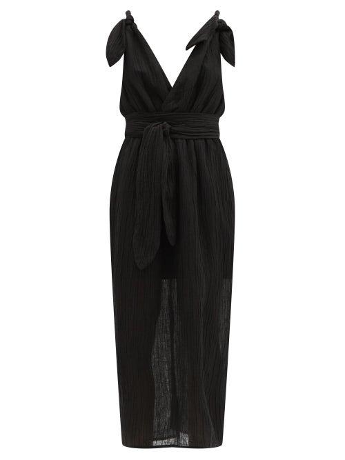 Matchesfashion.com Mara Hoffman - Calypso Organic-linen Blend Cocoon Dress - Womens - Black