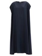 Ladies Rtw The Row - Sebastian Silk-shantung Maxi Dress - Womens - Navy