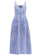 Matchesfashion.com Saloni - Fara Printed Cotton Blend Dress - Womens - Blue Multi