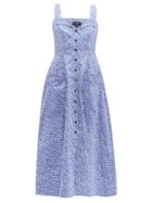 Matchesfashion.com Saloni - Fara Printed Cotton Blend Dress - Womens - Blue Multi