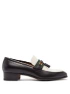 Gucci - Paride Gg Web-stripe Tassel Leather Loafers - Womens - White Black