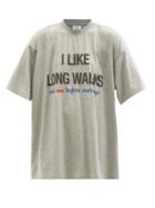 Ladies Rtw Vetements - I Like Long Walks-print Oversized Cotton T-shirt - Womens - Grey