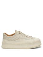Matchesfashion.com Jil Sander - Ribbed-sole Woven-leather Trainers - Womens - Cream