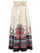 Matchesfashion.com La Doublej - Sardegna High-rise Calata-print Midi Skirt - Womens - Cream Multi