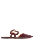 Matchesfashion.com Rupert Sanderson - Mannequin Chain Embellished Leather Mules - Womens - Burgundy