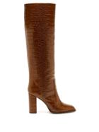 Matchesfashion.com Paris Texas - Square-toe Crocodile-effect Leather Knee Boots - Womens - Tan