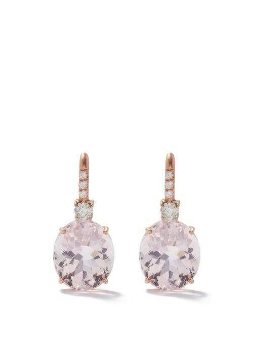 Irene Neuwirth - Gemmy Gem Diamond, Morganite & 18kt Gold Earrings - Womens - Pink