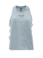 Matchesfashion.com Adidas By Stella Mccartney - Ruffle Trimmed Training Mesh Tank Top - Womens - Light Blue