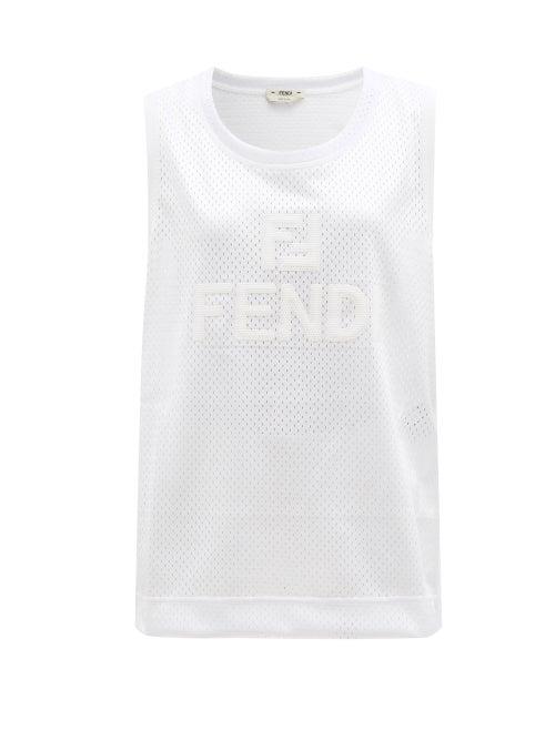 Ladies Activewear Fendi - Logo Mesh-jersey Tank Top - Womens - White